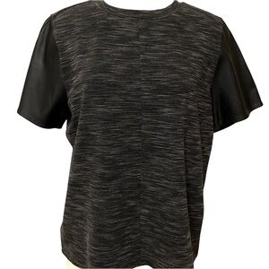 NWT! Loft by Ann Taylor Top with faux leather sleeves Size L